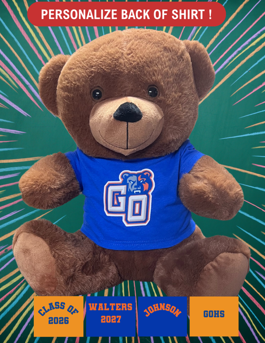 14" GOHS Bear - GO Logo - Blue Shirt - PERSONALIZE !