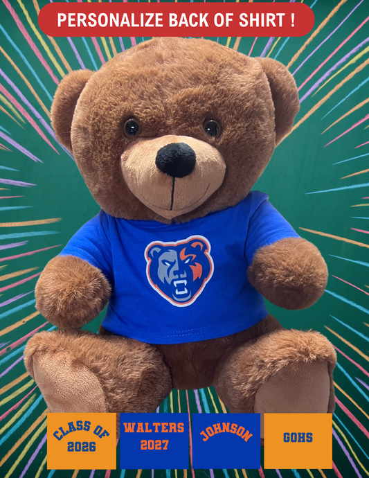 14" GOHS Bear - Grizzly Logo - Blue Shirt - PERSONALIZE !